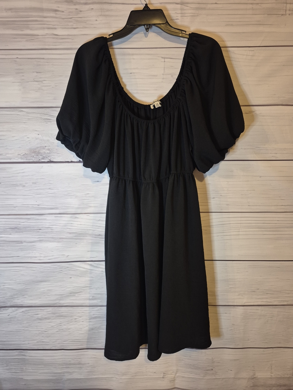 Inspired Hearts Black Puff-Sleeve Mini Dress